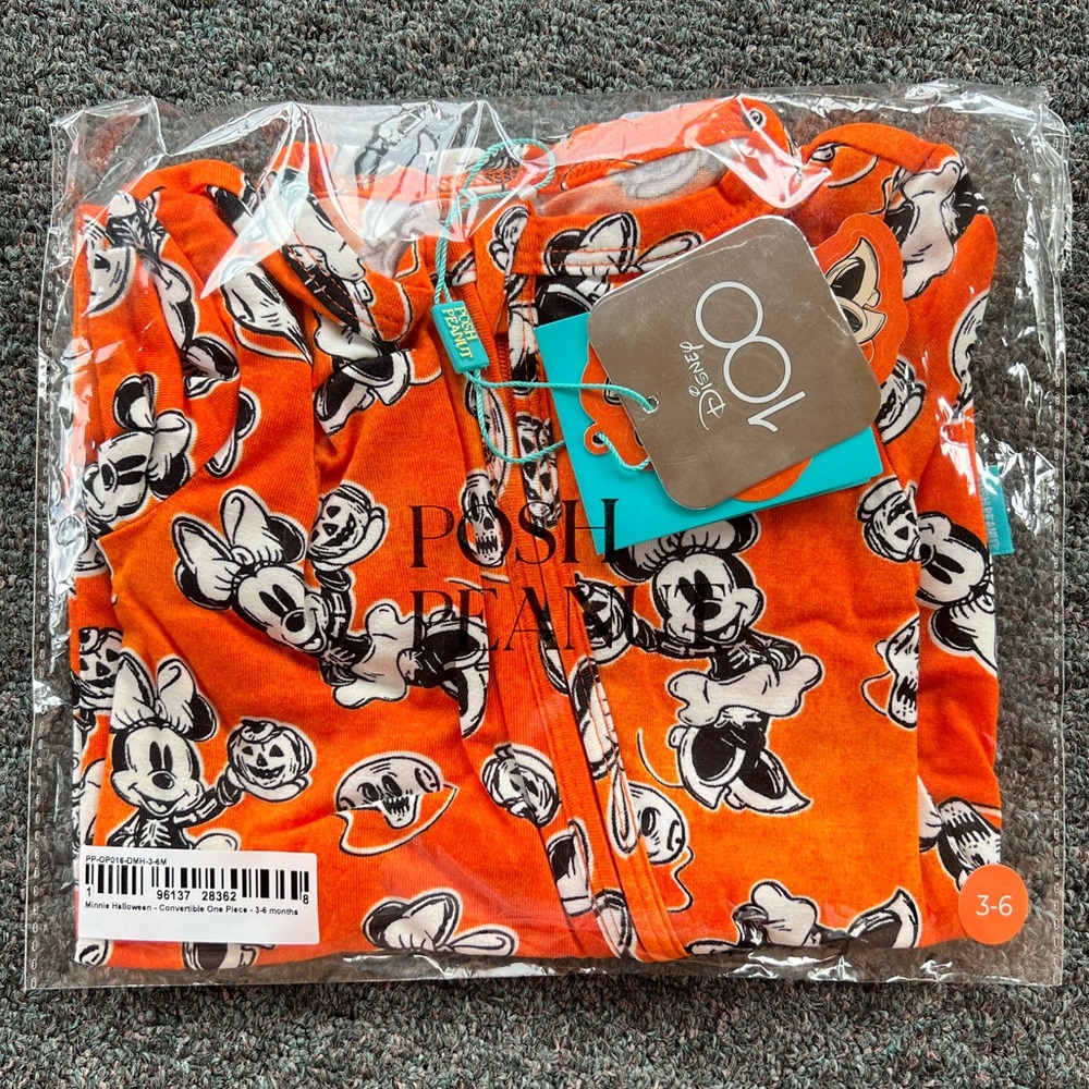 Posh Peanut x Disney Minnie Mouse Halloween Bamboo Convertible One Piece Footie - Picture 2 of 6